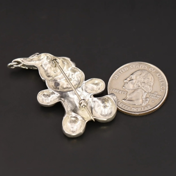 925 Sterling Silver JEZLAINE Teddy Bear Figural Brooch Pin 11.5 grams  Designer - Picture 3 of 7
